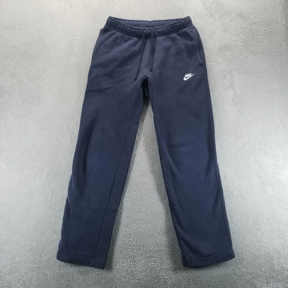 Nike Sweatpants Mens S Blue Fleece Straight Drawstring Pockets Gym Workout‎